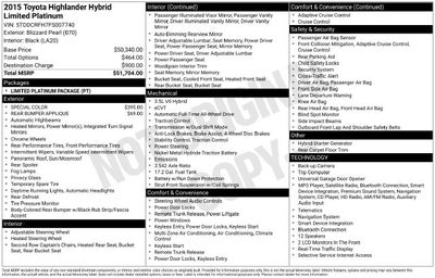 2015 Toyota Highlander Hybrid Limited Platinum