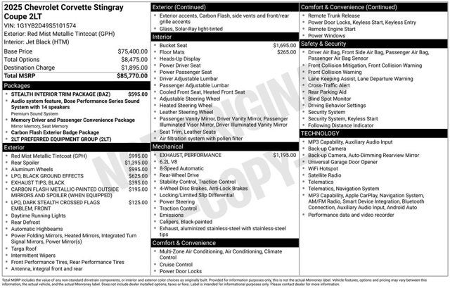 2025 Chevrolet Corvette 2LT