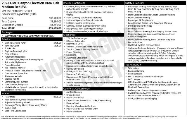 2023 GMC Canyon Elevation