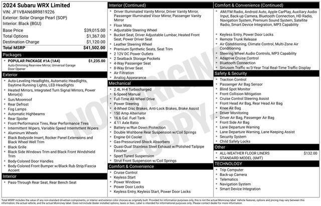 2024 Subaru WRX Limited