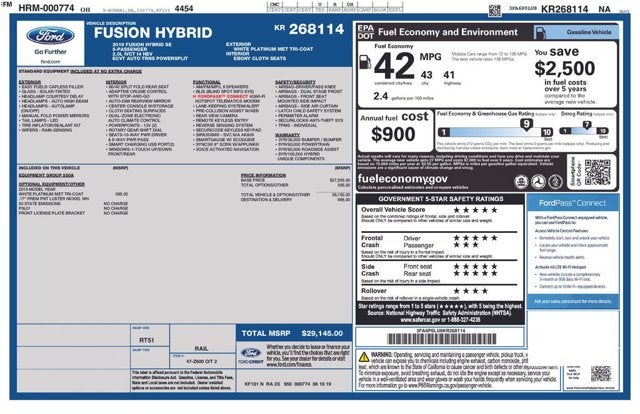 2019 Ford Fusion Hybrid SE