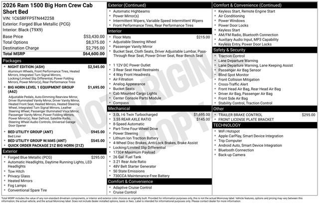 2026 RAM 1500 Big Horn/Lone Star