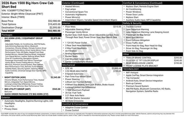 2026 RAM 1500 Big Horn/Lone Star