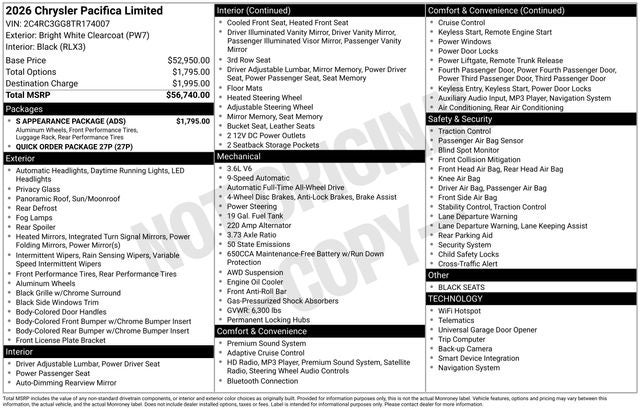 2026 Chrysler Pacifica Limited