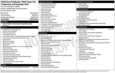 2026 RAM ProMaster 1500 Low Roof