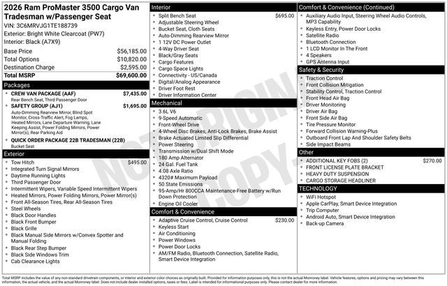 2026 RAM ProMaster 3500 High Roof