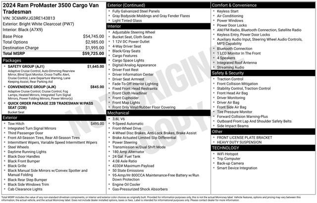 2024 RAM ProMaster 3500 High Roof