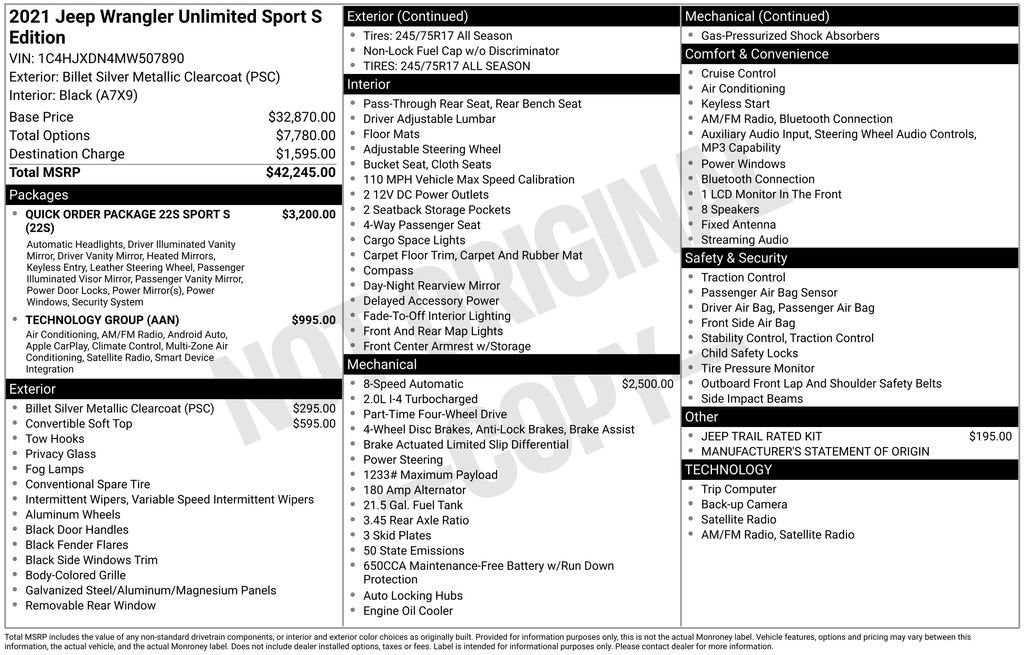 2021 Jeep Wrangler Unlimited Sport S