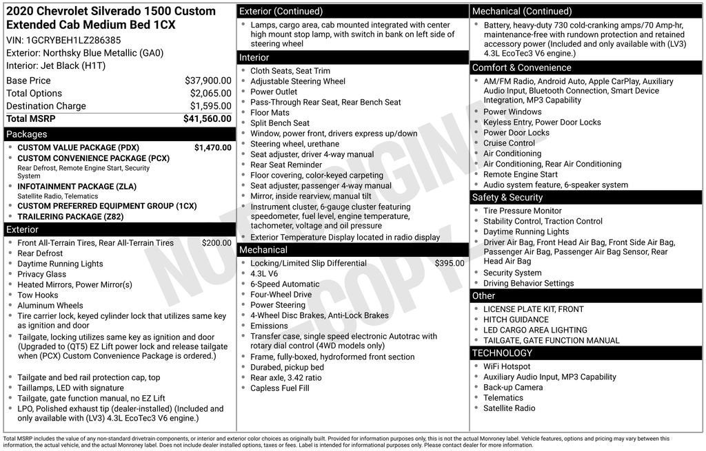 2020 Chevrolet Silverado 1500 Custom