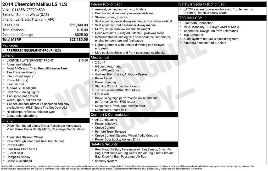 2014 Chevrolet Malibu LS