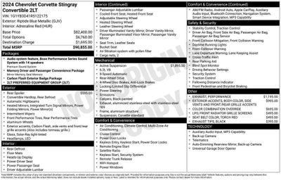 2024 Chevrolet Corvette Stingray 2LT