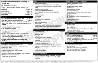 2016 Chevrolet Corvette Stingray Z51 3LT