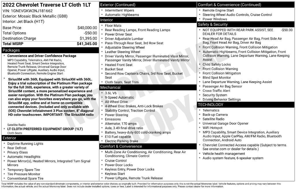 2022 Chevrolet Traverse LT Cloth