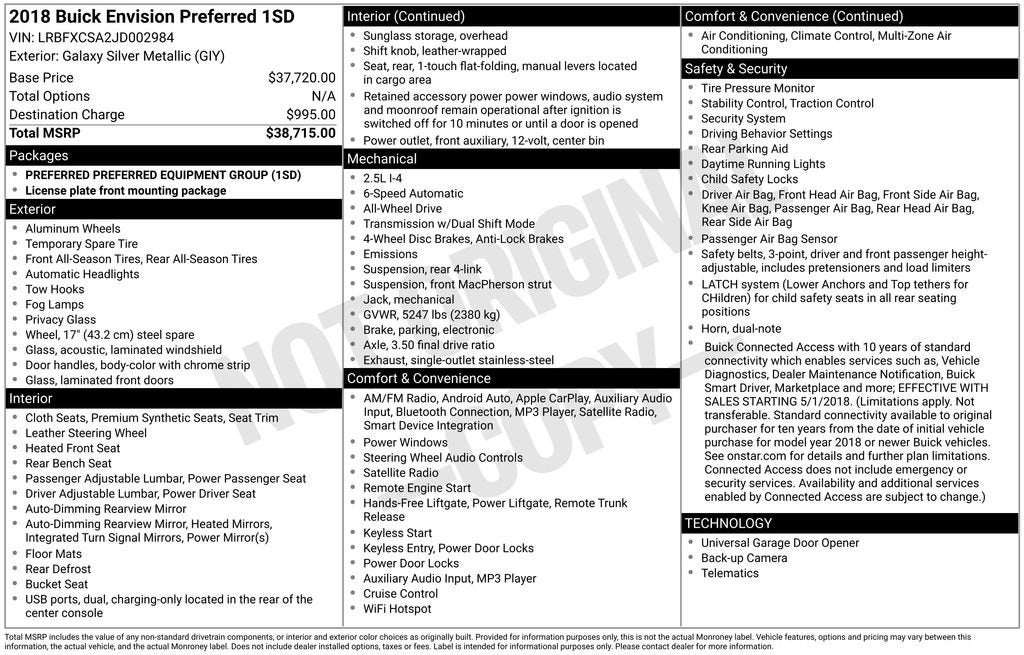 2018 Buick Envision Preferred